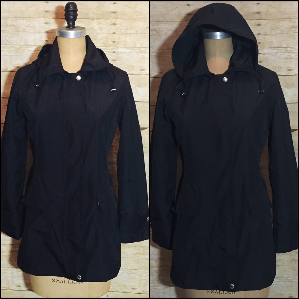 Banana Republic Black Hooded Lined Jacket Coat XS